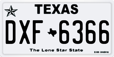 TX license plate DXF6366