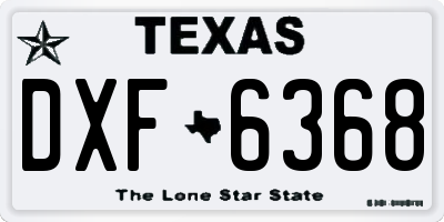 TX license plate DXF6368