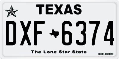 TX license plate DXF6374