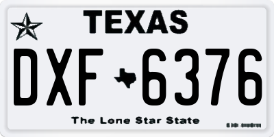 TX license plate DXF6376
