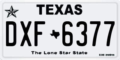 TX license plate DXF6377