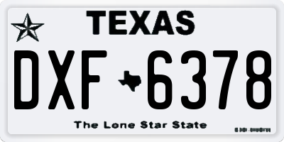 TX license plate DXF6378