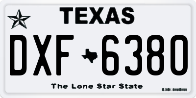 TX license plate DXF6380