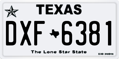 TX license plate DXF6381