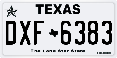 TX license plate DXF6383