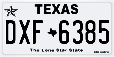 TX license plate DXF6385