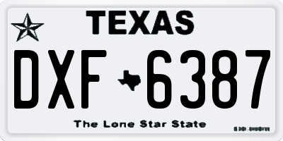 TX license plate DXF6387