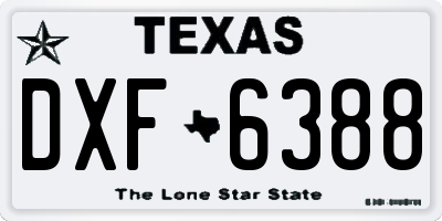 TX license plate DXF6388
