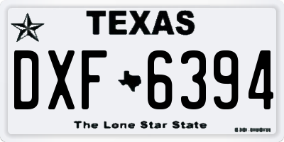 TX license plate DXF6394