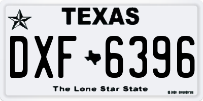 TX license plate DXF6396