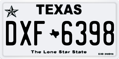 TX license plate DXF6398