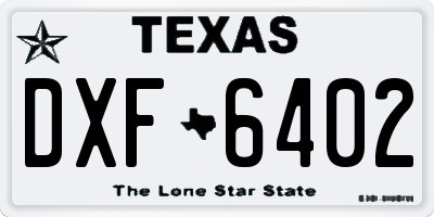 TX license plate DXF6402