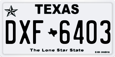 TX license plate DXF6403