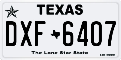 TX license plate DXF6407