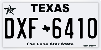 TX license plate DXF6410