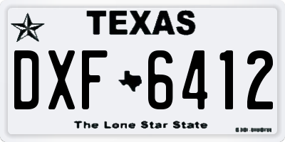 TX license plate DXF6412