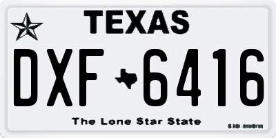 TX license plate DXF6416