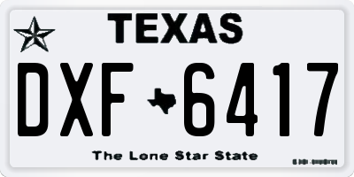 TX license plate DXF6417