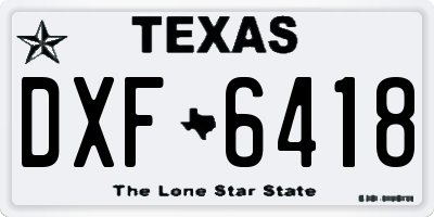 TX license plate DXF6418