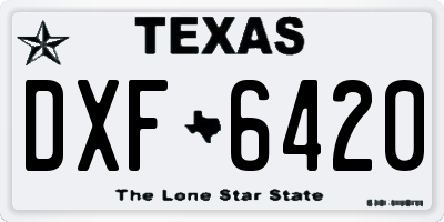TX license plate DXF6420