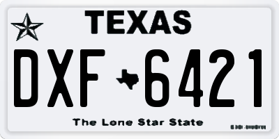 TX license plate DXF6421