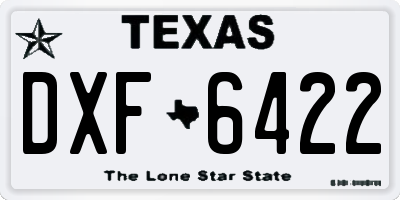 TX license plate DXF6422