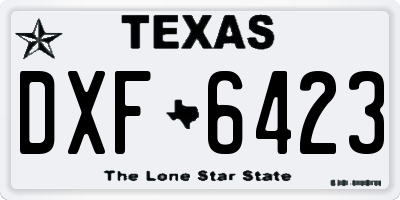 TX license plate DXF6423