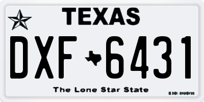 TX license plate DXF6431