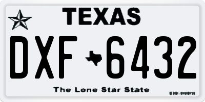 TX license plate DXF6432