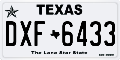 TX license plate DXF6433