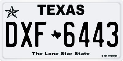 TX license plate DXF6443