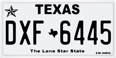 TX license plate DXF6445