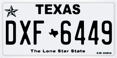 TX license plate DXF6449