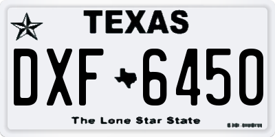 TX license plate DXF6450