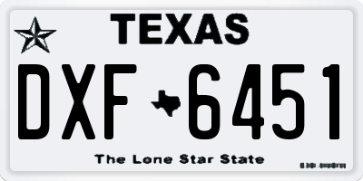 TX license plate DXF6451