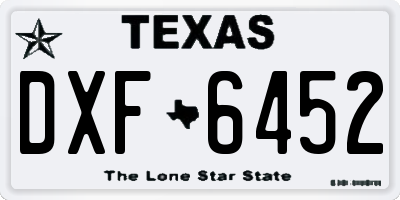 TX license plate DXF6452