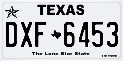 TX license plate DXF6453