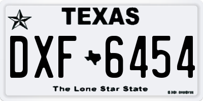 TX license plate DXF6454