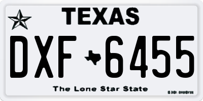 TX license plate DXF6455