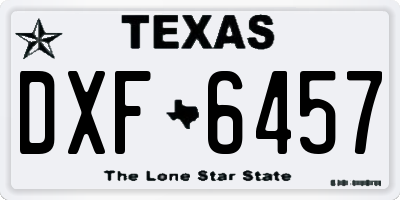 TX license plate DXF6457