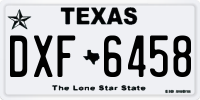 TX license plate DXF6458