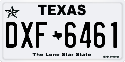 TX license plate DXF6461