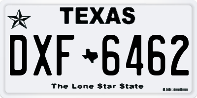 TX license plate DXF6462