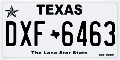 TX license plate DXF6463