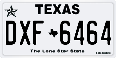 TX license plate DXF6464