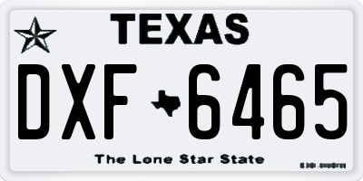 TX license plate DXF6465
