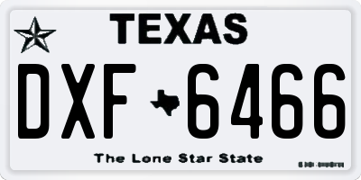 TX license plate DXF6466