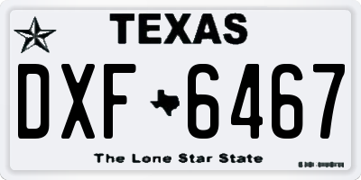 TX license plate DXF6467