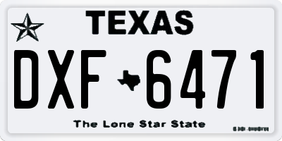 TX license plate DXF6471