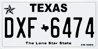 TX license plate DXF6474